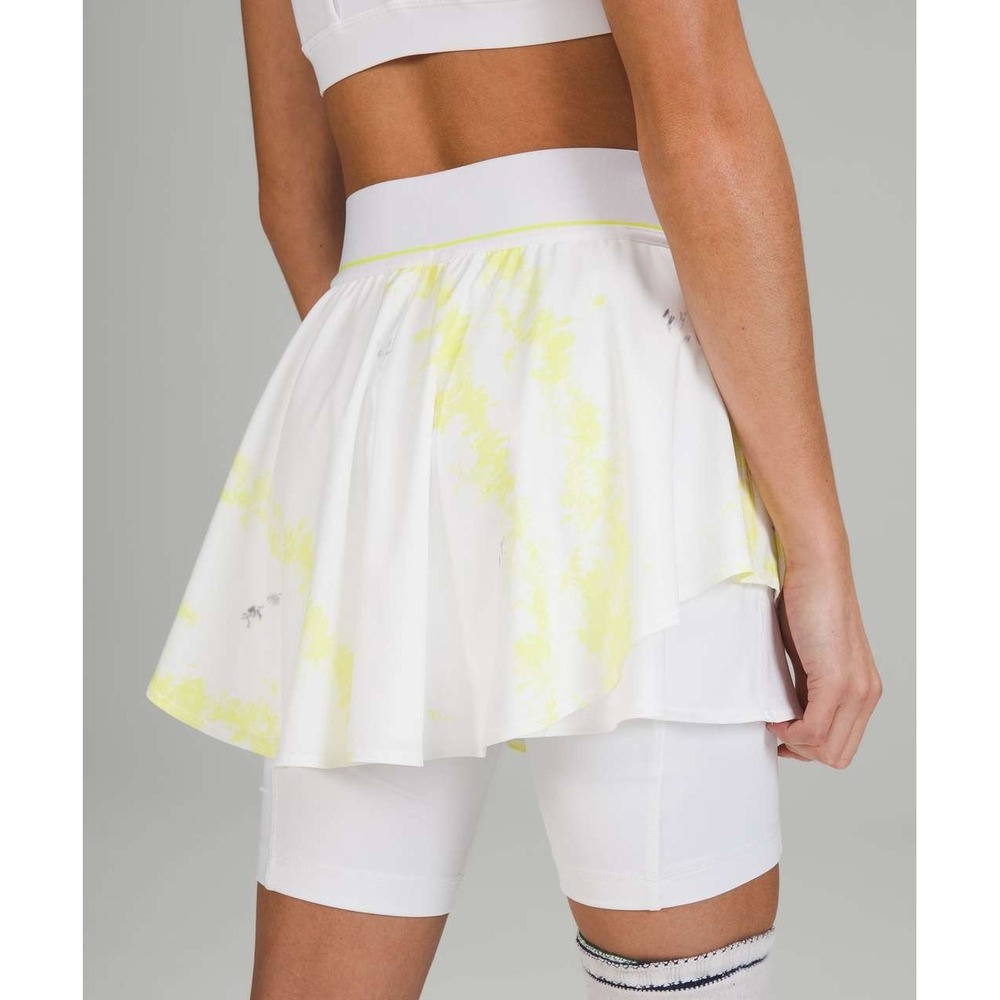 Lululemon Court Rival High-Rise Skirt Extended Liner Lemon Multi/White Size 2 - Picture 10 of 10